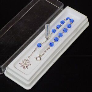 IOC Argento Swarovski Sterling Silver Bracelet 14K GE Filigree Charm w/Hallmarks